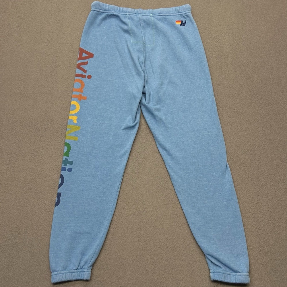 Aviator Nation Logo Sweatpants Blue Womens Size‎ XS Aspen CO Made In USA - Picture 10 of 15